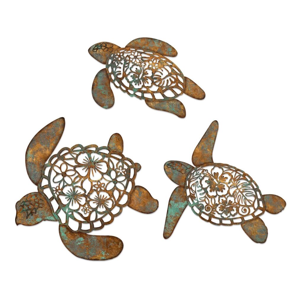 1167 Metal Turtle Wall Decor - Beach Bathroom Decor -Vintage Coastal